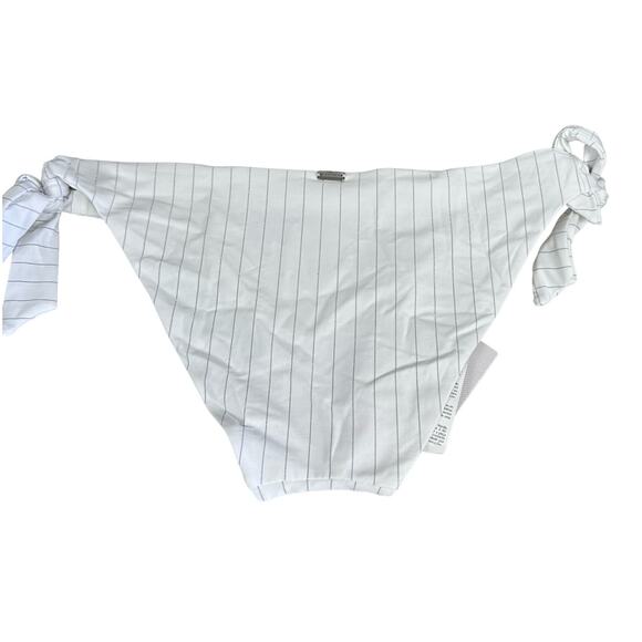 La Perla Iconic Side Tie Bikini Briefs Bottoms White Silver Striped Size XL New - Picture 2 of 5